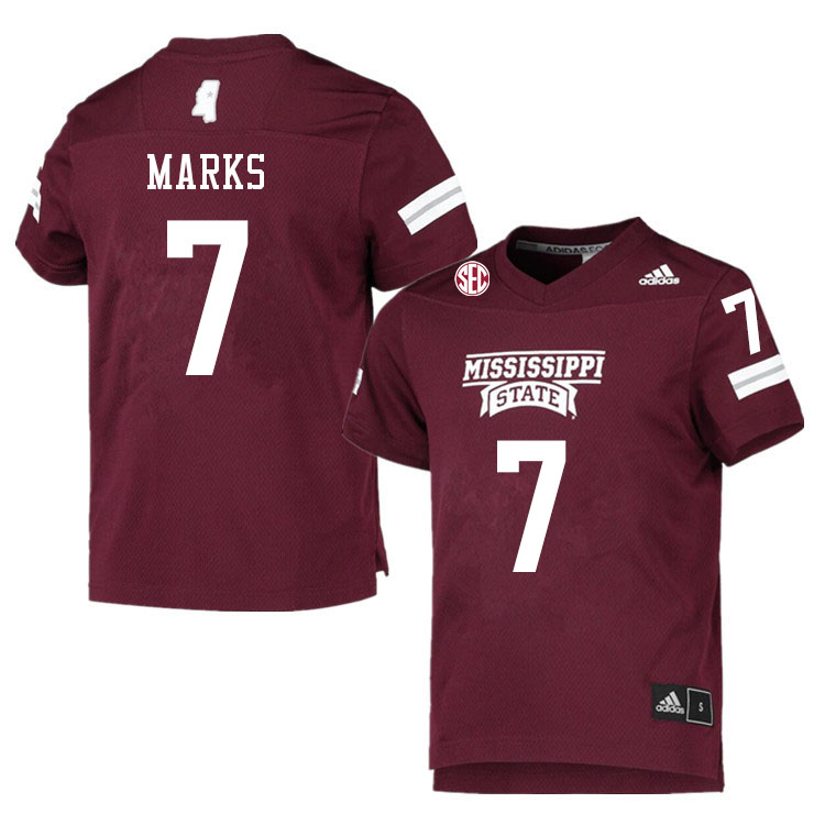 Men #7 Jo'quavious Marks Mississippi State Bulldogs College Football Jerseys Sale-Maroon